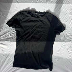 Women’s Black Ribbed Short Sleeve T-Shirt